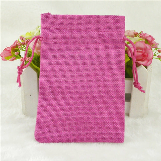 50 PCS Multi size Linen Jute Drawstring Gift Bags Sacks Wedding Birthday Party Favors Drawstring Gift Bags, Size:20x30cm