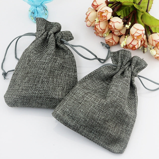 50 PCS Multi size Linen Jute Drawstring Gift Bags Sacks Wedding Birthday Party Favors Drawstring Gift Bags, Size:20x30cm