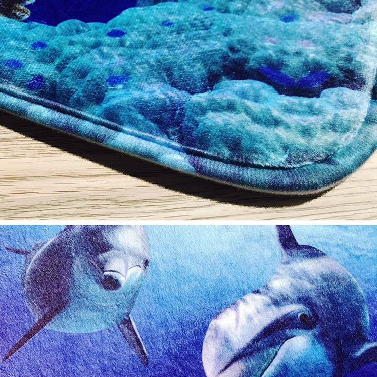 4 PCS Ocean Series Mat Shower Curtain Bathroom Carpet Door Mat, Size:Shower Curtain +45x75cm 3 PCS