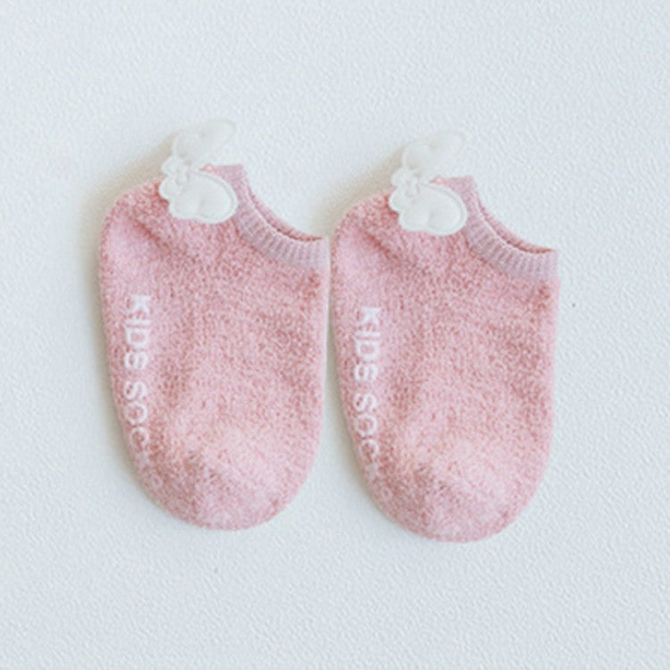 Children Coral Fleece Wings Pattern Non-slip Baby Socks, Size:S