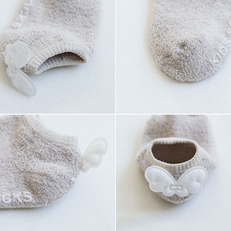 Children Coral Fleece Wings Pattern Non-slip Baby Socks, Size:L