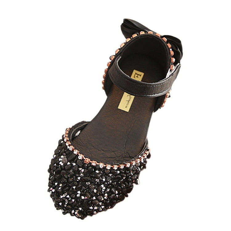 Kids Buckled Crystal Sequined Beach Sandals, Size:26