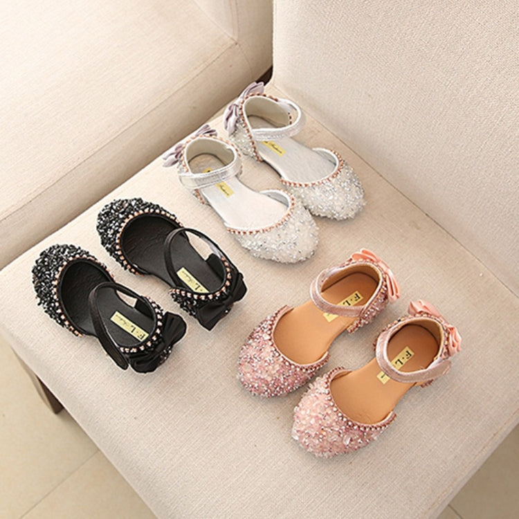 Kids Buckled Crystal Sequined Beach Sandals, Size:27
