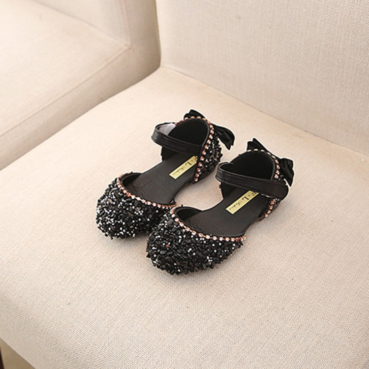 Kids Buckled Crystal Sequined Beach Sandals, Size:27