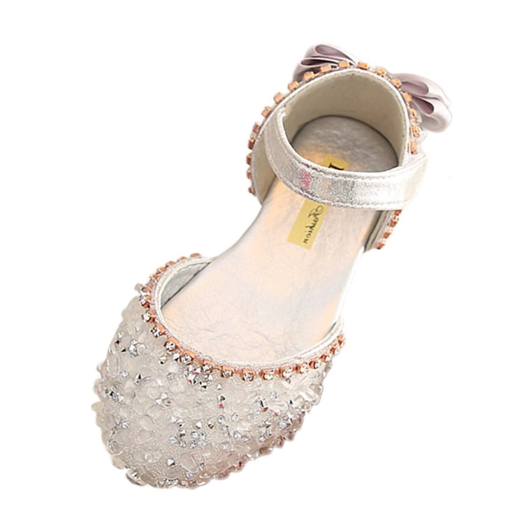 Kids Buckled Crystal Sequined Beach Sandals, Size:27