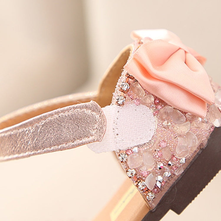 Kids Buckled Crystal Sequined Beach Sandals, Size:31