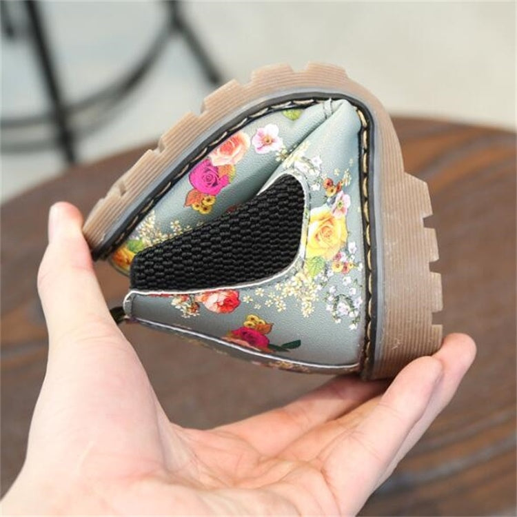 Children Ankle Boots Floral Flower Print Martin Boots, Shoe size:33