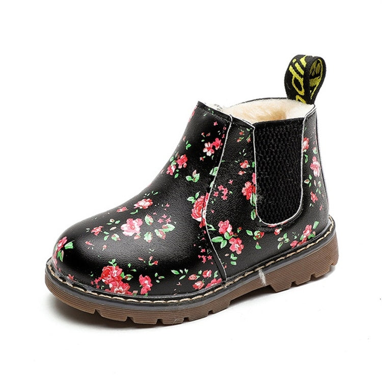 Children Ankle Boots Floral Flower Print Martin Boots, Shoe size:33