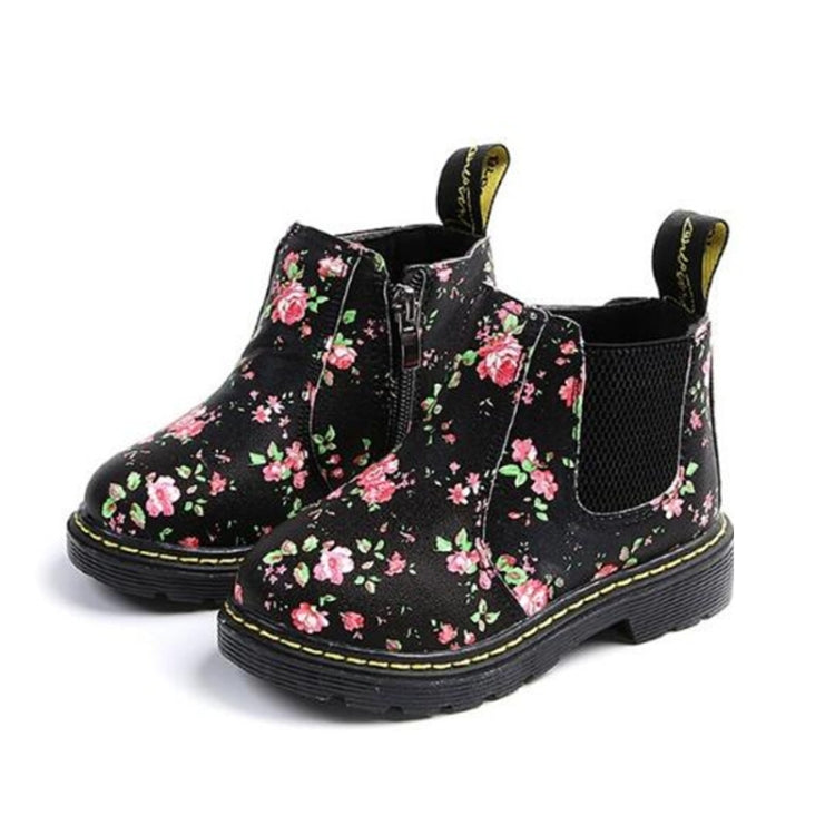 Children Ankle Boots Floral Flower Print Martin Boots, Shoe size:34