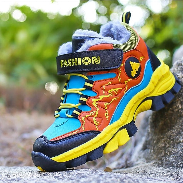 Children Boys Add Cotton And Thick Sneakers, Size:35(Yellow)