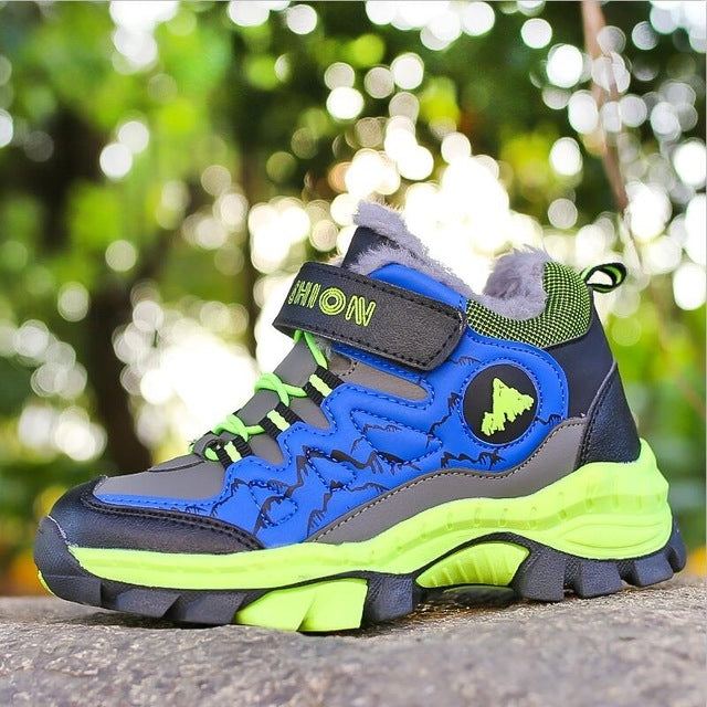 Children Boys Add Cotton And Thick Sneakers, Size:36(Green)