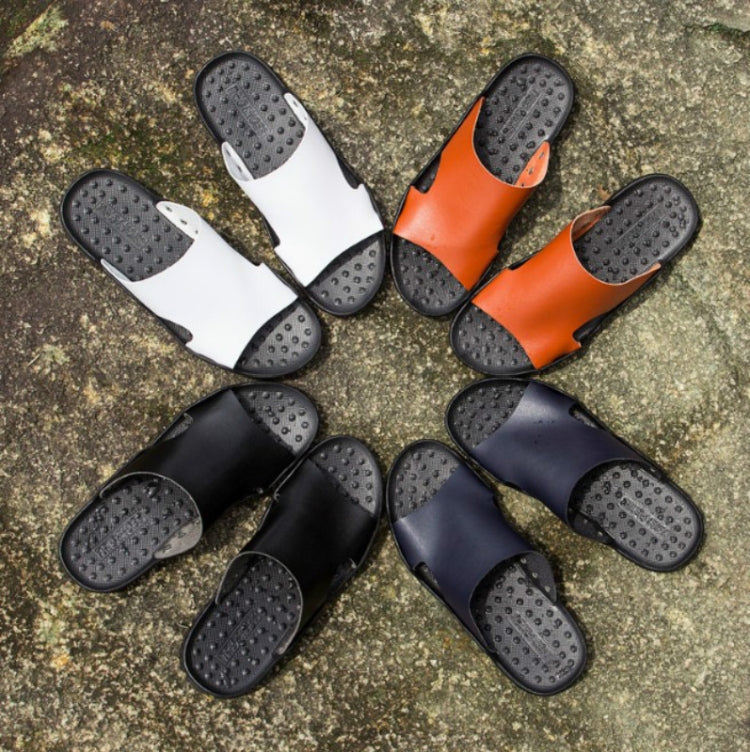 Men Casual Beach Shoes Slippers Microfiber Wear Sandals, Size:43