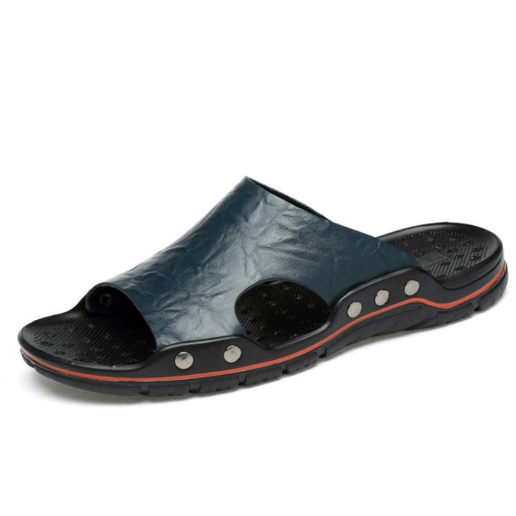 Men Casual Beach Shoes Slippers Microfiber Wear Sandals, Size:44