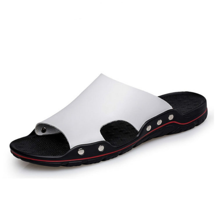 Men Casual Beach Shoes Slippers Microfiber Wear Sandals, Size:44