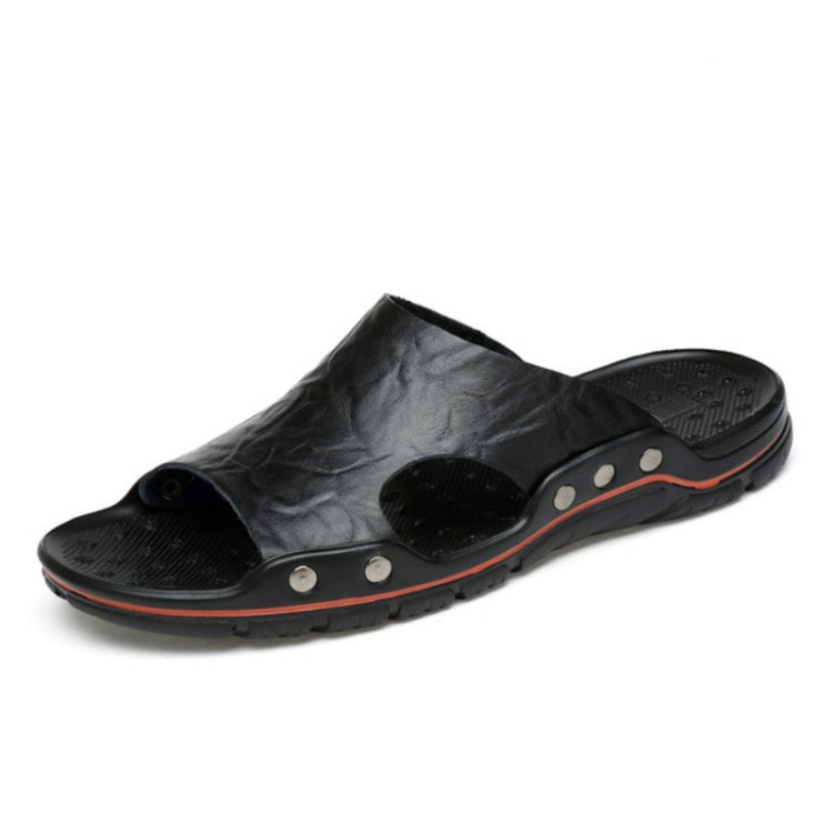 Men Casual Beach Shoes Slippers Microfiber Wear Sandals, Size:44