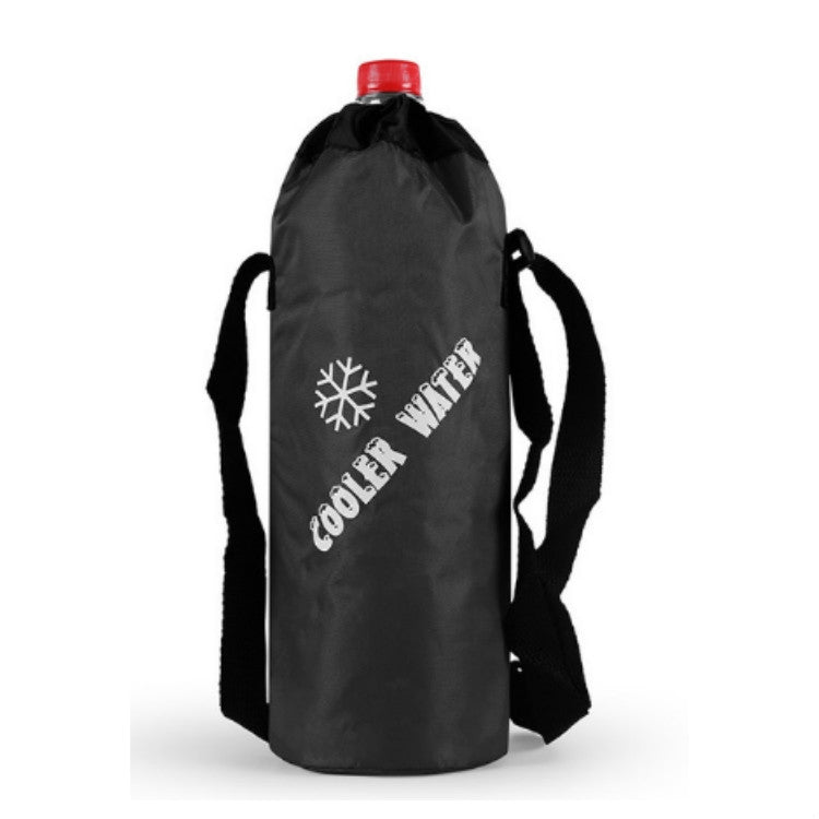 Oxford Cloth Cylindrical Ice Pack Portable Folding Drink Ice Pack Lunch Bag, Style:Drawstring /  Black