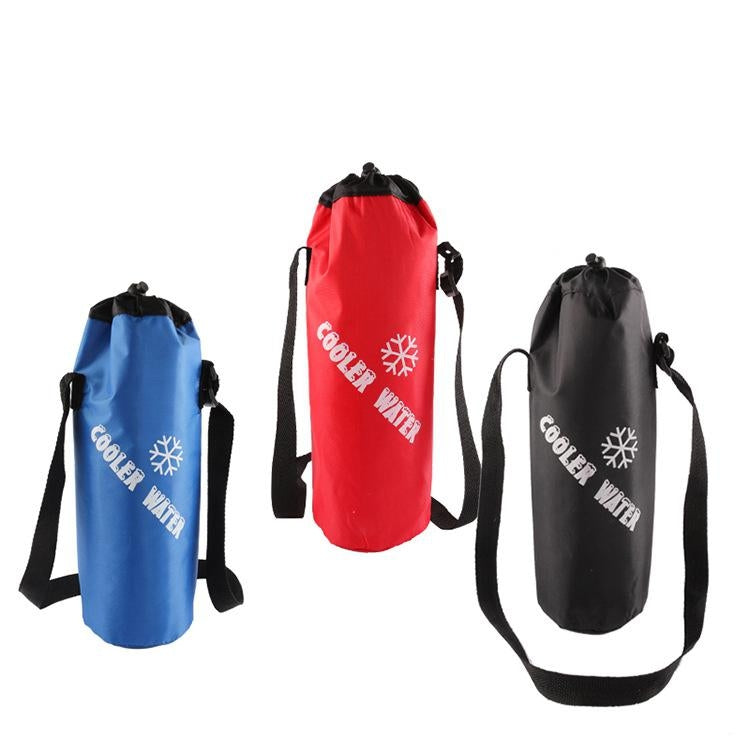 Oxford Cloth Cylindrical Ice Pack Portable Folding Drink Ice Pack Lunch Bag, Style:Drawstring /  Black