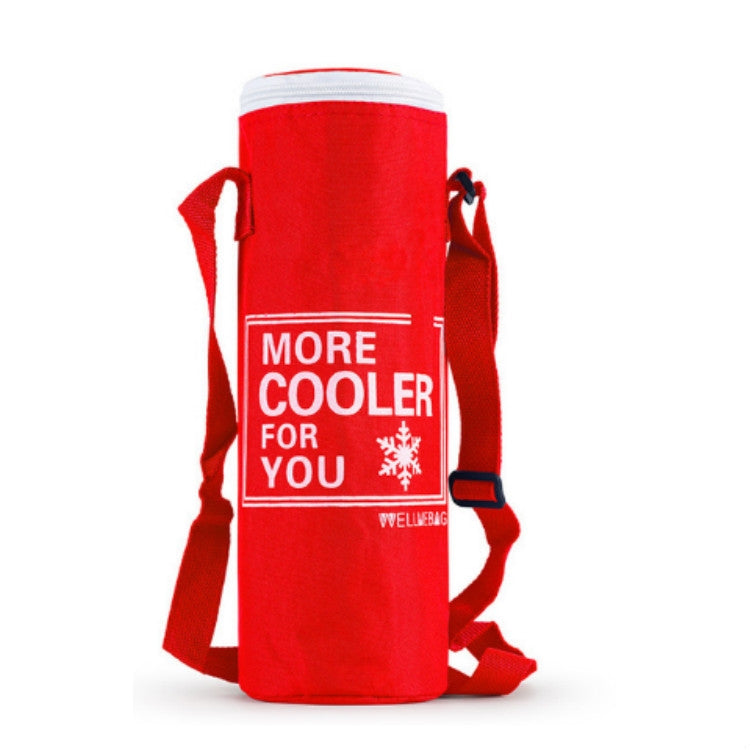 Oxford Cloth Cylindrical Ice Pack Portable Folding Drink Ice Pack Lunch Bag, Style:Zipper / Red
