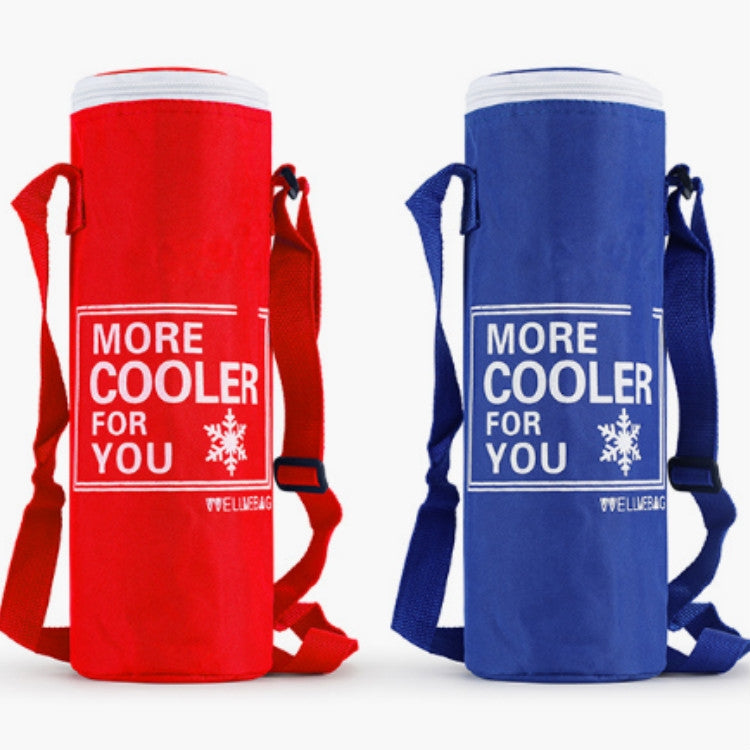 Oxford Cloth Cylindrical Ice Pack Portable Folding Drink Ice Pack Lunch Bag, Style:Zipper / Red