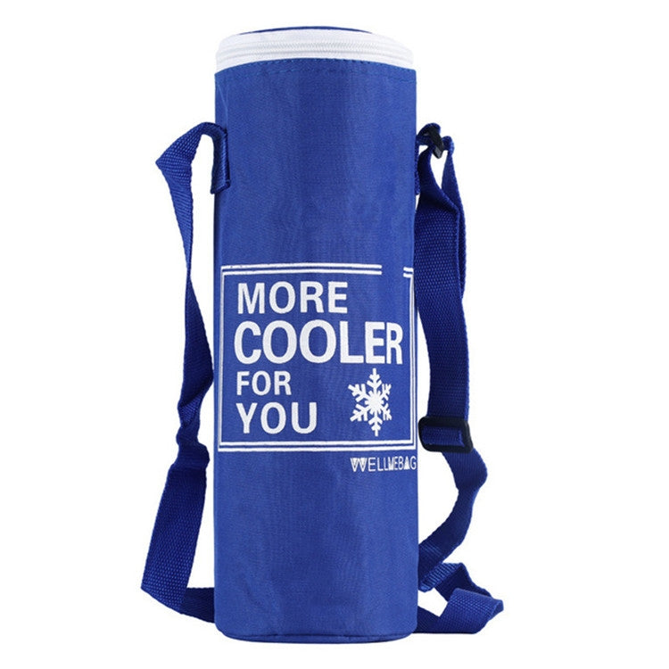 Oxford Cloth Cylindrical Ice Pack Portable Folding Drink Ice Pack Lunch Bag, Style:Zipper / Blue