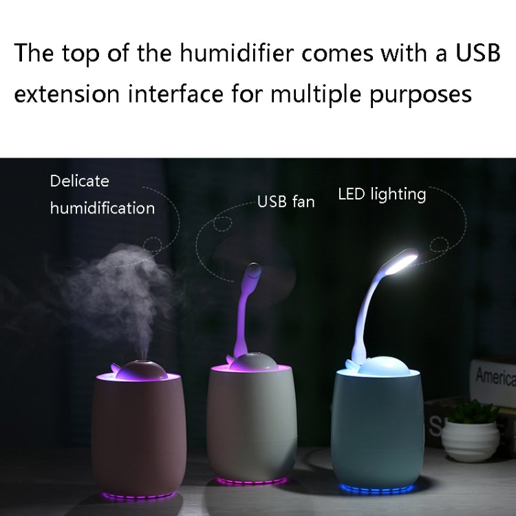 BD-918 3 in 1 Multi-Function USB Plug-In Fan Night Light Air Humidifier(Pink)