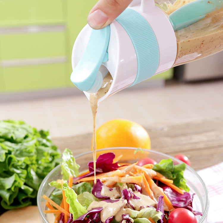 Kitchen Rotating Lid Salad Dressing Blender Sauce Bottle, Random Color Delivery
