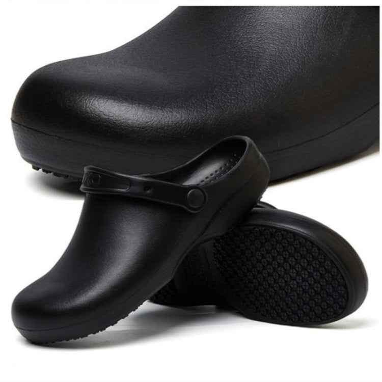 Kitchen Chef Shoes Food Service Non-slip Water-proof Oil-Proof Slippers, Size:36(Black)