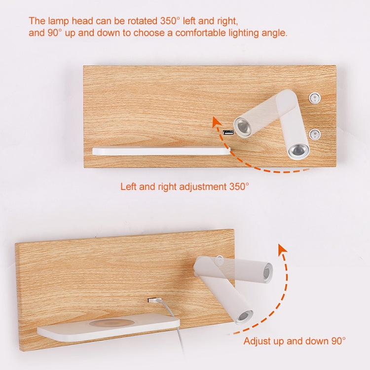 Left Wireless Wall Lamp USB 5V Charger Wall Lights Hotel Headboard Reading Lighting Spot Luminaire Lamp
