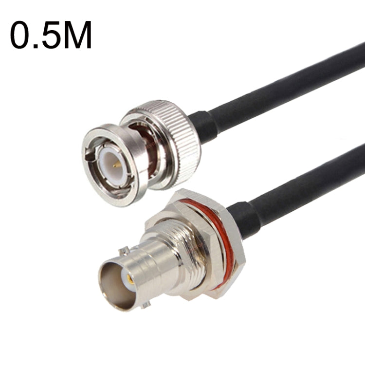 BNC Female With Waterproof Circle To BNC Male RG58 Coaxial Adapter Cable, Cable Length:0.5m