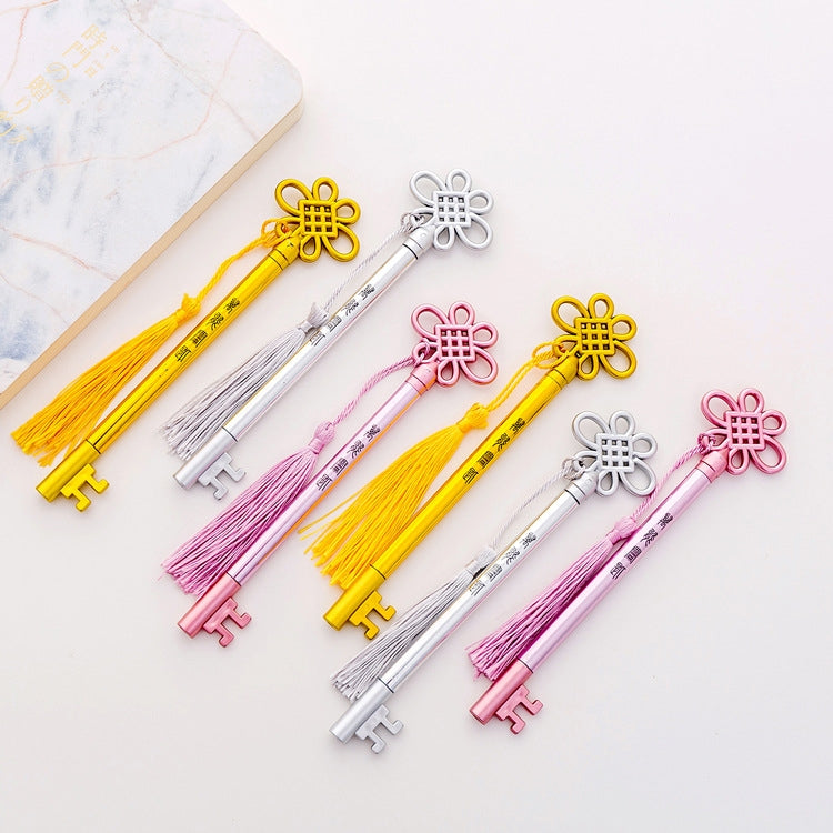 3 PCS Creative Personality Key Pen Fashion Palace Style  Tassel Pendant Gel Pen