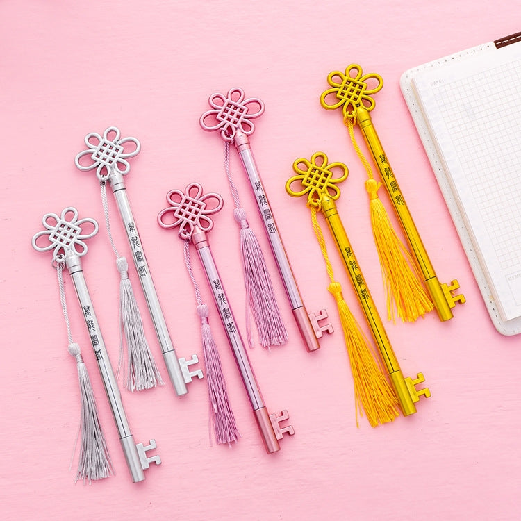 3 PCS Creative Personality Key Pen Fashion Palace Style  Tassel Pendant Gel Pen