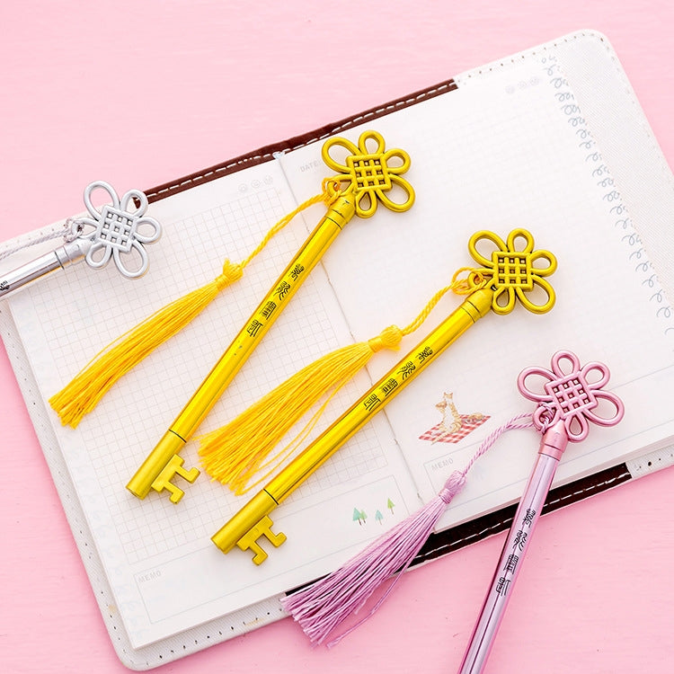 3 PCS Creative Personality Key Pen Fashion Palace Style  Tassel Pendant Gel Pen