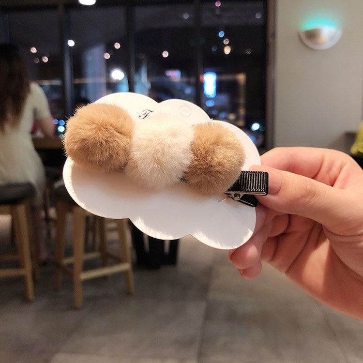 Autumn and Winter Plush Design Hairpin Simple Color Matching Duckbill Clip