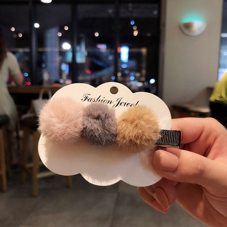 Autumn and Winter Plush Design Hairpin Simple Color Matching Duckbill Clip
