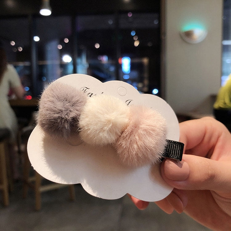 Autumn and Winter Plush Design Hairpin Simple Color Matching Duckbill Clip