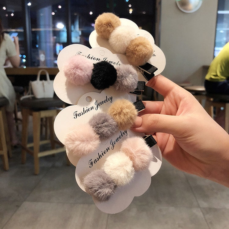 Autumn and Winter Plush Design Hairpin Simple Color Matching Duckbill Clip