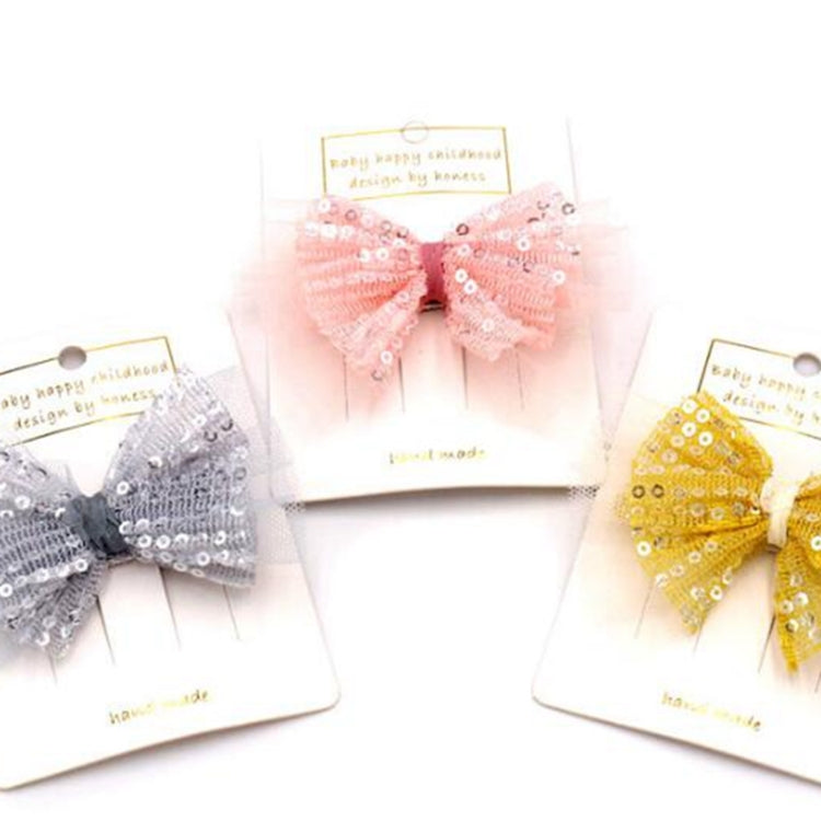 Gauze Hair Clips Imitation Pearl  Hair Bows Hairpins Lace Bowknot Hairgrips Princess Headwear Hair Accessories(Yellow)