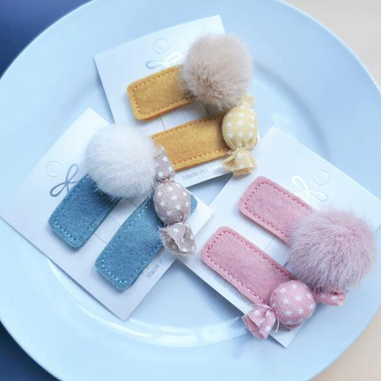 2 PCS/Set Soft Cute Kids Children Hairpin Candy Sweet Hair ball pins