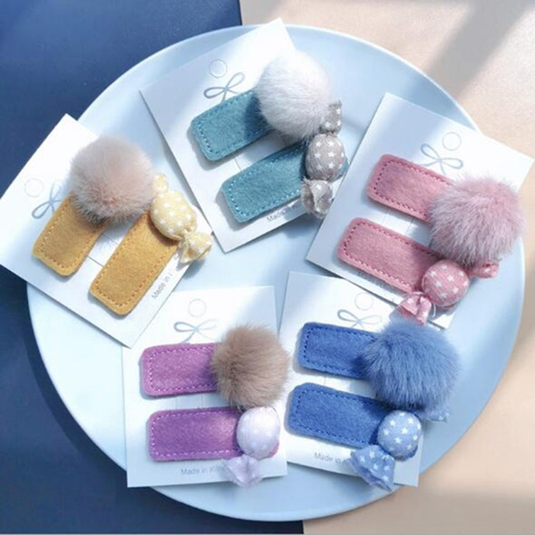 2 PCS/Set Soft Cute Kids Children Hairpin Candy Sweet Hair ball pins