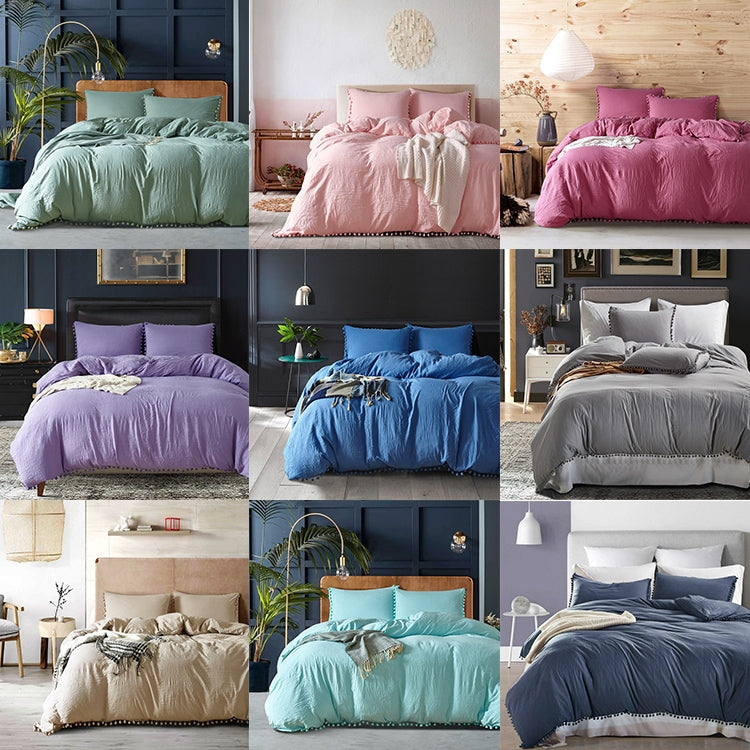 Princess Bedding Sets With Washed Ball Decorative Microfiber Fabric Cover Pillowcase, Size:Queenï¼ˆTwo Pillowcase and One Quiltï¼‰