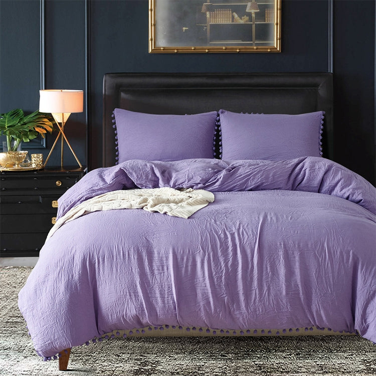 Princess Bedding Sets With Washed Ball Decorative Microfiber Fabric Cover Pillowcase, Size:Queenï¼ˆTwo Pillowcase and One Quiltï¼‰