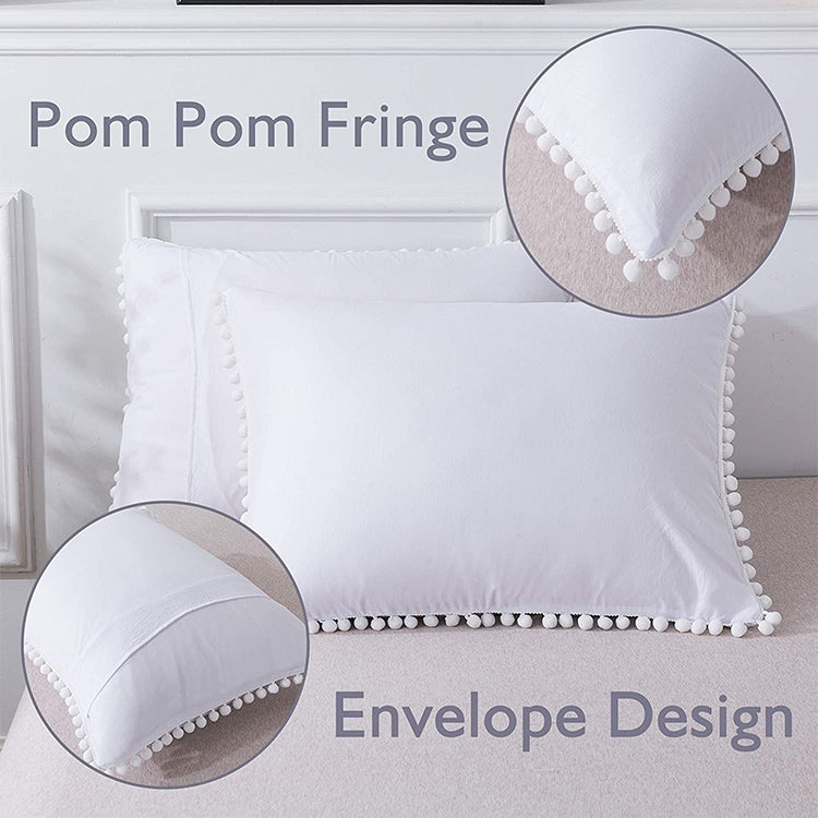 Princess Bedding Sets With Washed Ball Decorative Microfiber Fabric Cover Pillowcase, Size:Queenï¼ˆTwo Pillowcase and One Quiltï¼‰