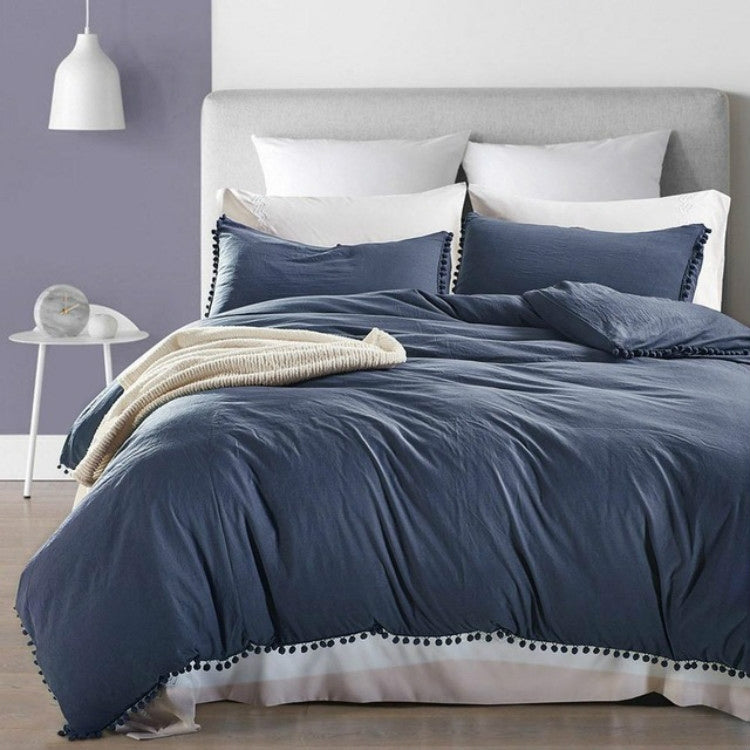 Princess Bedding Sets With Washed Ball Decorative Microfiber Fabric Cover Pillowcase, Size:Queenï¼ˆTwo Pillowcase and One Quiltï¼‰