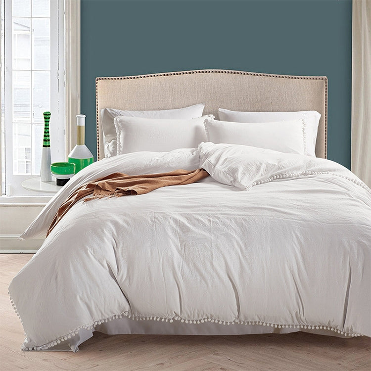 Princess Bedding Sets With Washed Ball Decorative Microfiber Fabric Cover Pillowcase, Size:Queenï¼ˆTwo Pillowcase and One Quiltï¼‰