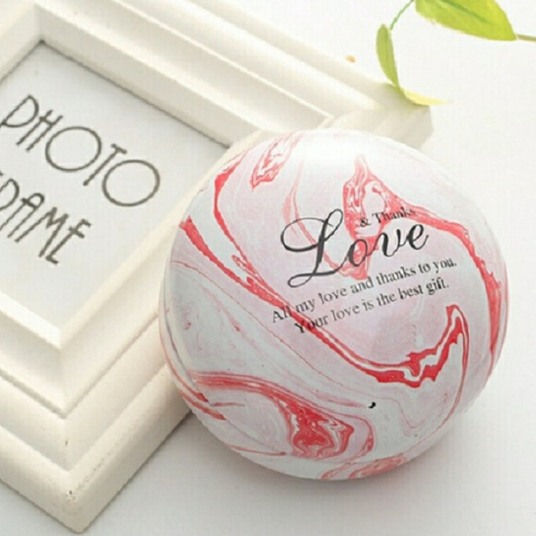 Romantic Valentine Day Candy Box Flat Round Candy Box Jewelry Gift Bird Box Tote Home Garden Festive Party Supplies, Color:Pink(Marble)