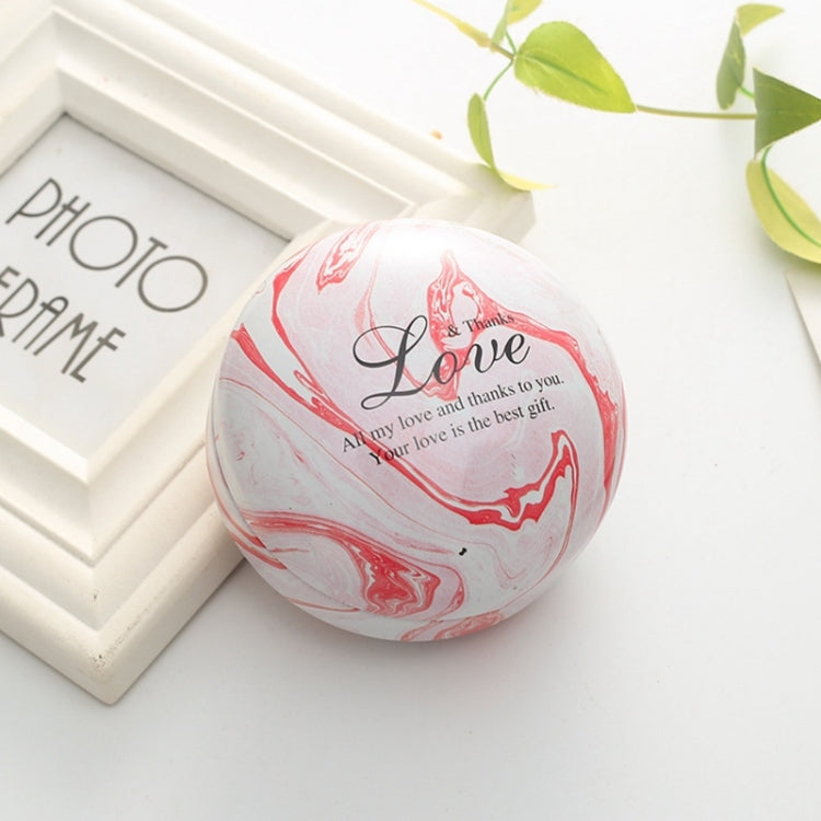 Romantic Valentine Day Candy Box Flat Round Candy Box Jewelry Gift Bird Box Tote Home Garden Festive Party Supplies, Color:Pink(Marble)