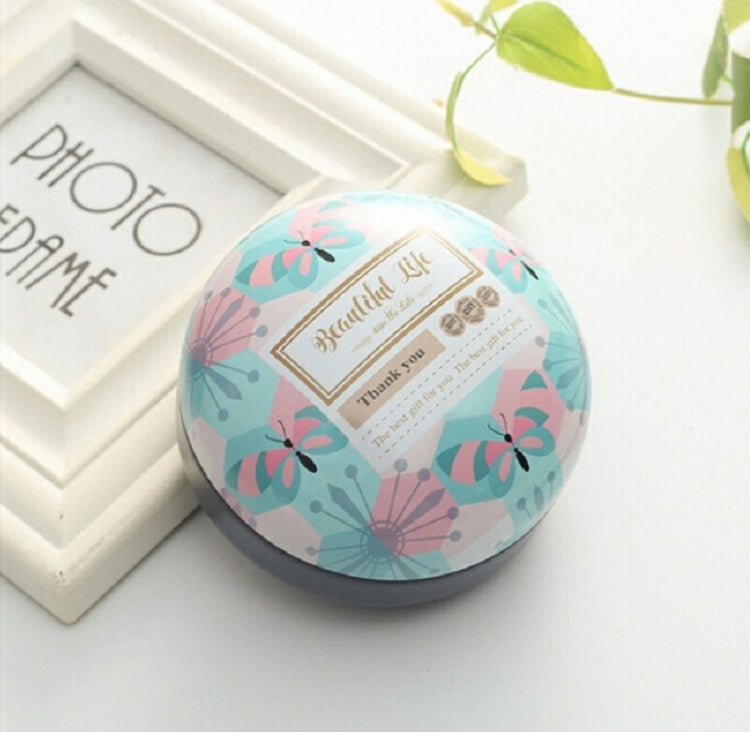 Romantic Valentine Day Candy Box Flat Round Candy Box Jewelry Gift Bird Box Tote Home Garden Festive Party Supplies, Color:Blue Butterfly