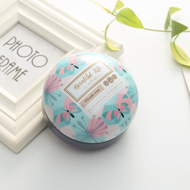 Romantic Valentine Day Candy Box Flat Round Candy Box Jewelry Gift Bird Box Tote Home Garden Festive Party Supplies, Color:Blue Butterfly