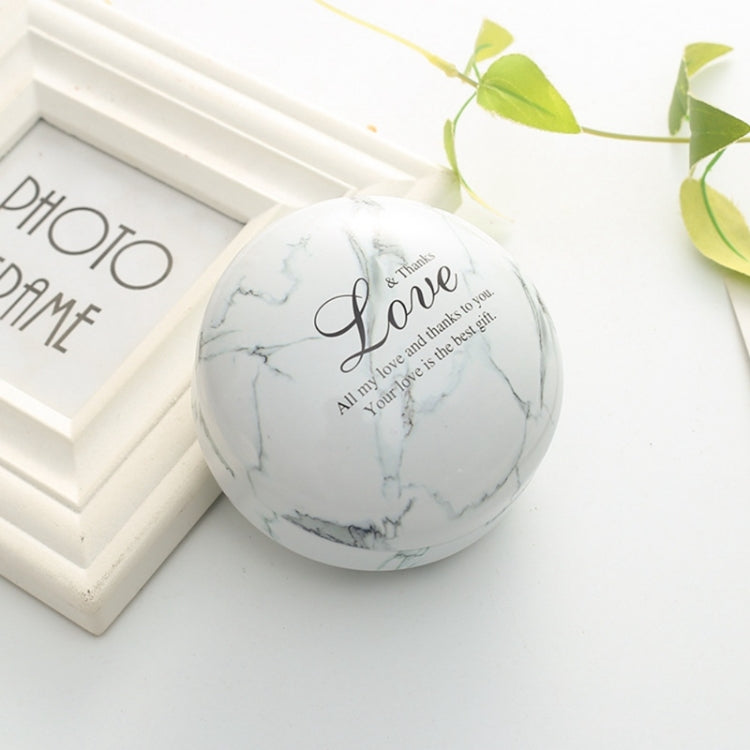 Romantic Valentine Day Candy Box Flat Round Candy Box Jewelry Gift Bird Box Tote Home Garden Festive Party Supplies, Color:White(marble)