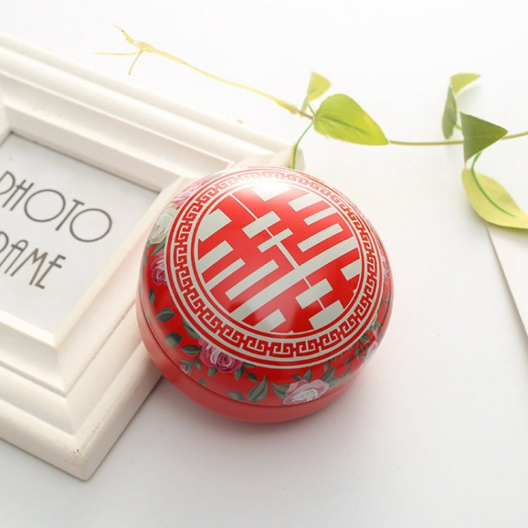 Romantic Valentine Day Candy Box Flat Round Candy Box Jewelry Gift Bird Box Tote Home Garden Festive Party Supplies, Color:Red